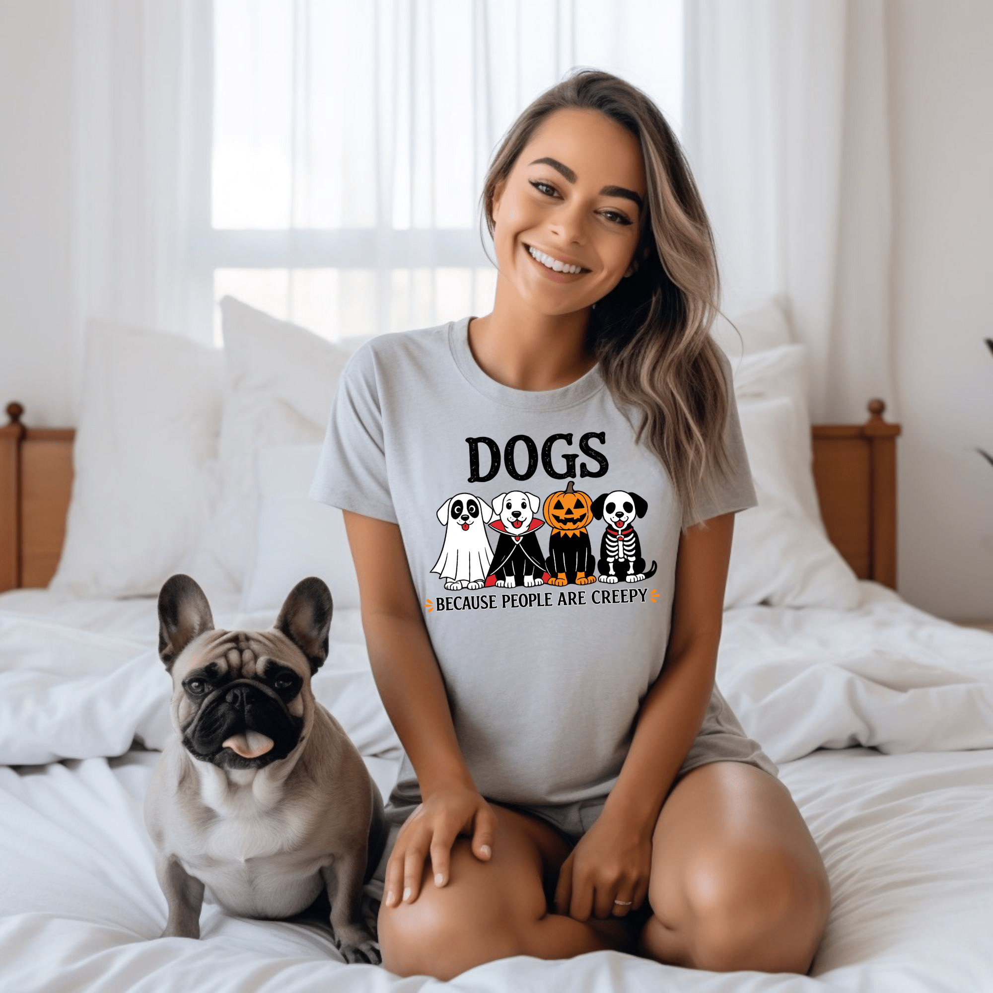 Halloween Dogs T-Shirt — "Dogs Because People Are Creepy" Cute Spooky Pup Tee - Boo Crew Boutique