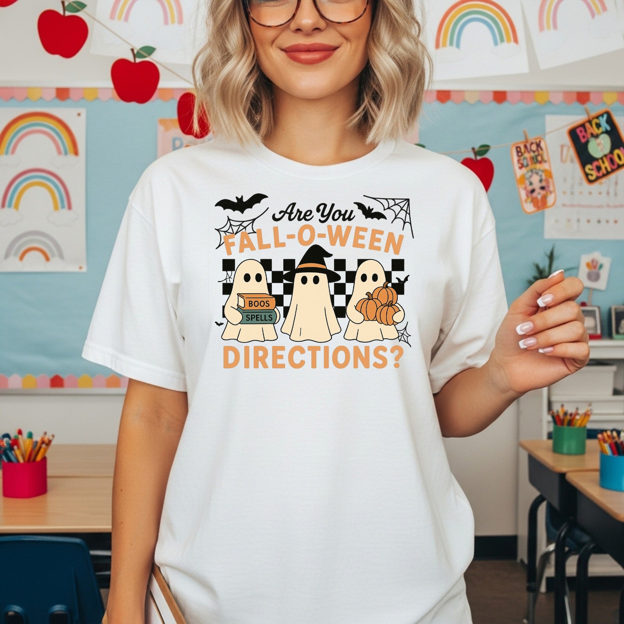 Fall - O - Ween Ghost T-Shirt — "Are You Fall - O - Ween Directions?" Halloween Pumpkin Tee - Boo Crew Boutique