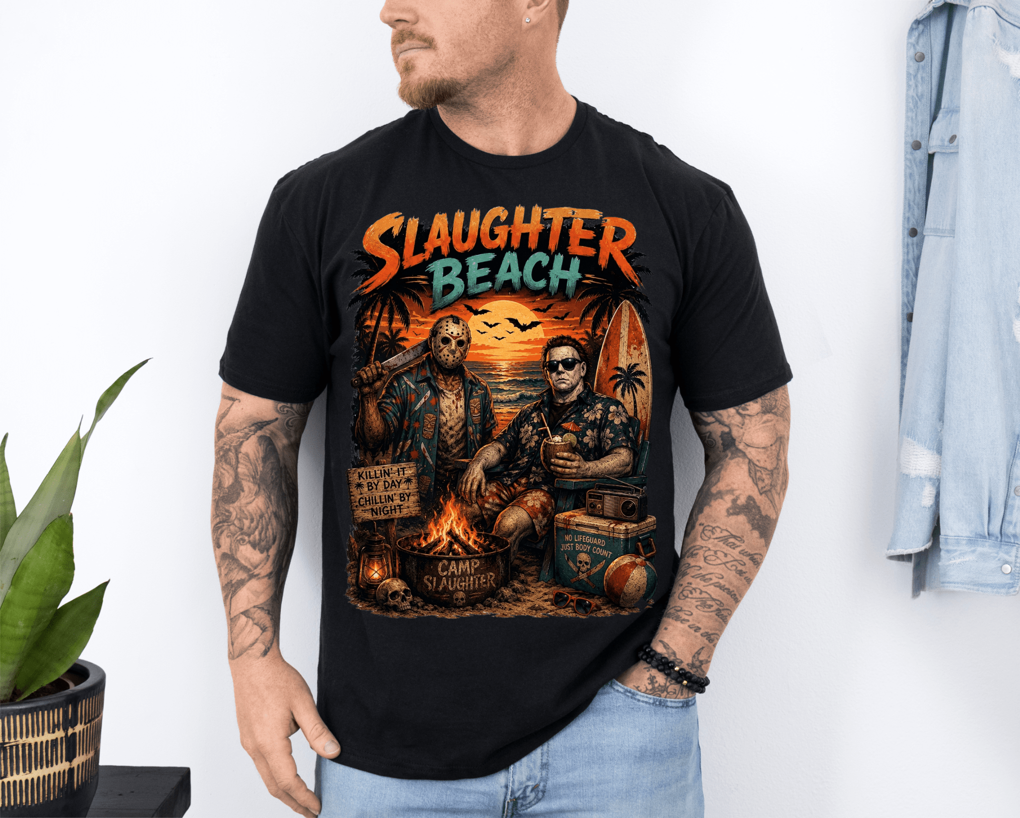 Slaughter Beach Horror Sunset T-Shirt - Boo Crew Boutique