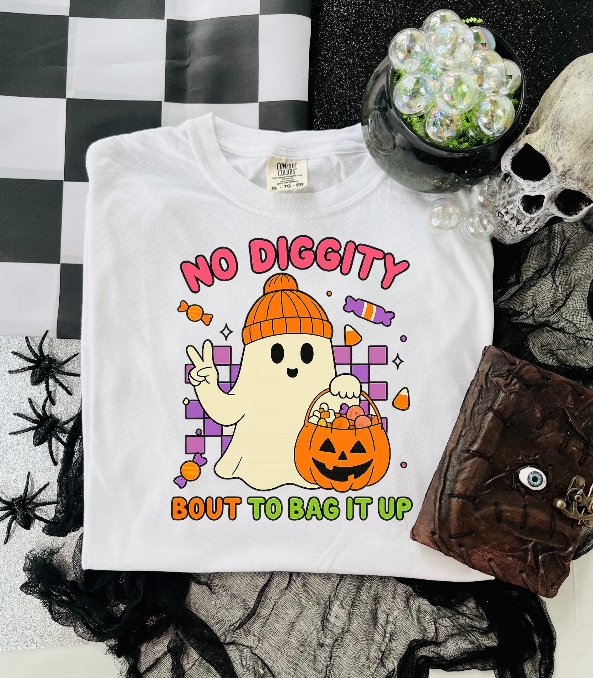 Halloween Ghost T-Shirt — "No Diggity" Cute Retro Candy Design