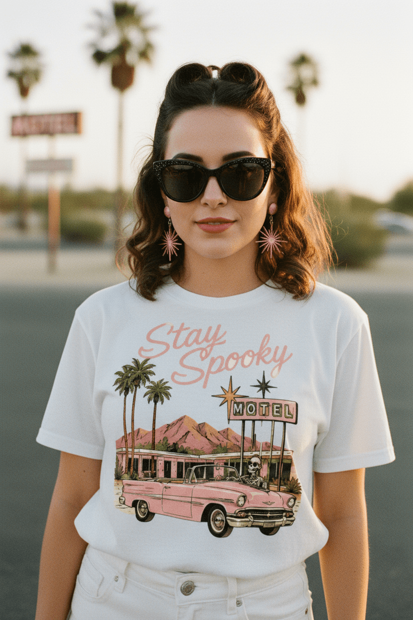Stay Spooky Palm Springs Motel T-Shirt - Boo Crew Boutique