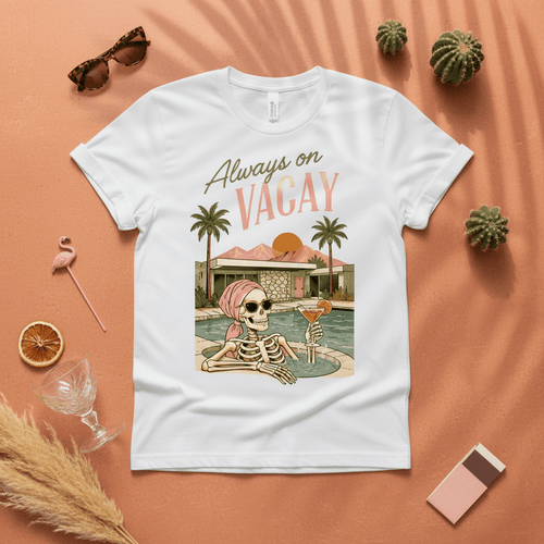 Always On Vacay T-Shirt — Retro Palm Tree Vacation Tee - Boo Crew Boutique
