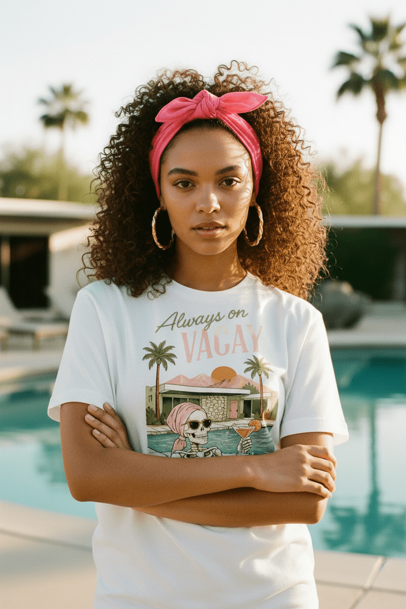 Always On Vacay T-Shirt — Retro Palm Tree Vacation Tee - Boo Crew Boutique