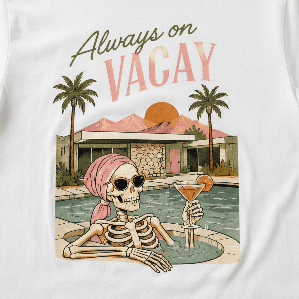 Always On Vacay T-Shirt — Retro Palm Tree Vacation Tee - Boo Crew Boutique