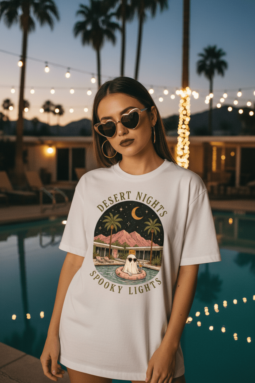 Desert Nights T-Shirt — Retro Moonlit Palm Graphic Tee - Boo Crew Boutique