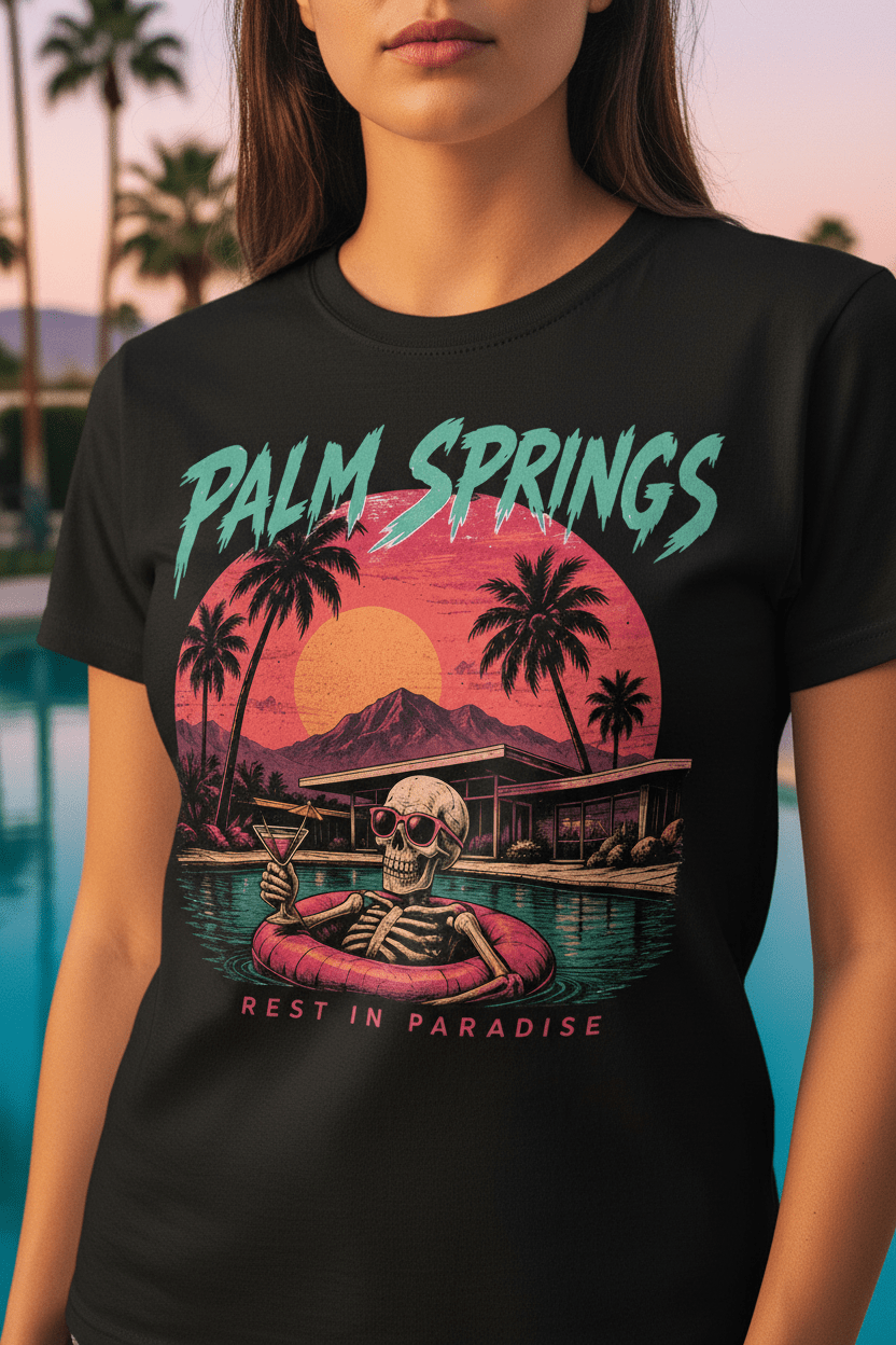 Palm Springs Retro Sunset T-Shirt - Boo Crew Boutique