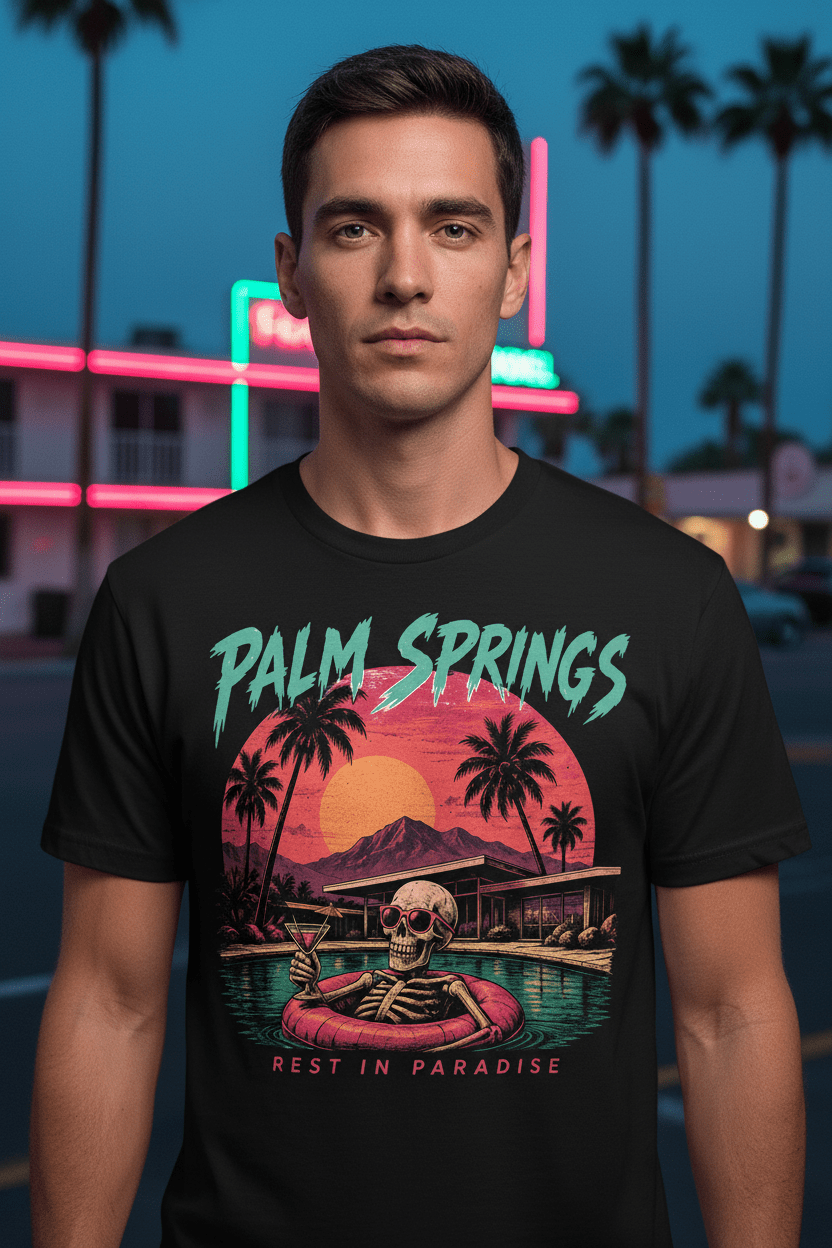 Palm Springs Retro Sunset T-Shirt - Boo Crew Boutique