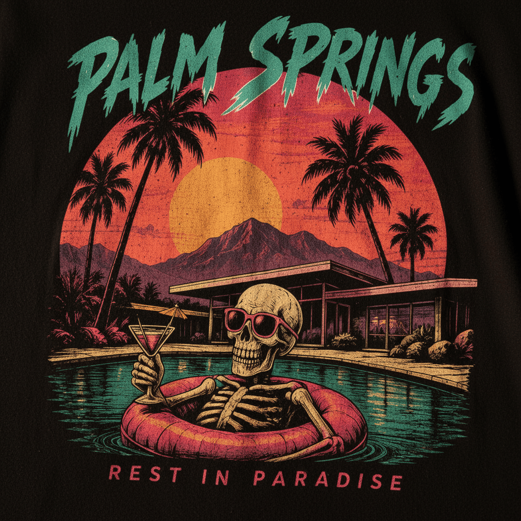 Palm Springs Retro Sunset T-Shirt - Boo Crew Boutique