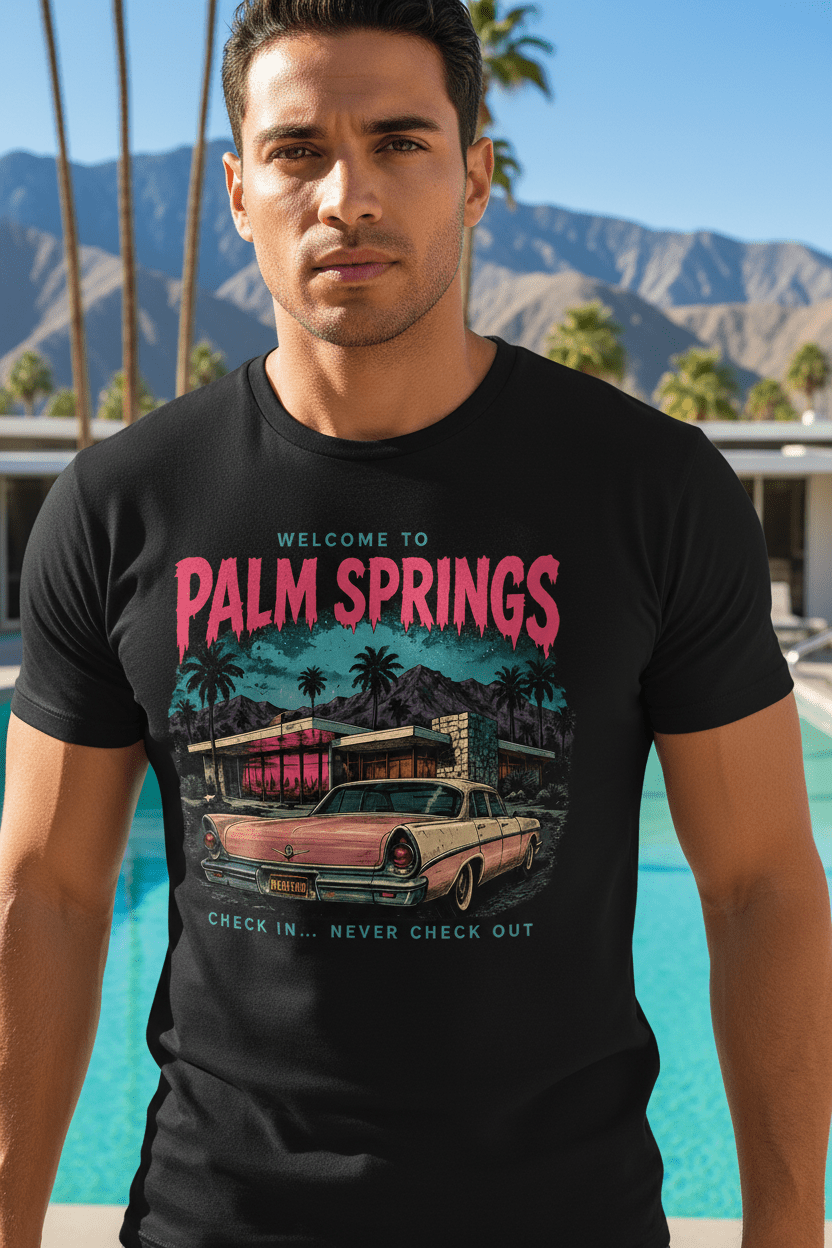 Welcome to Palm Springs T-Shirt — Retro Palm Trees & Vintage Car Tee - Boo Crew Boutique