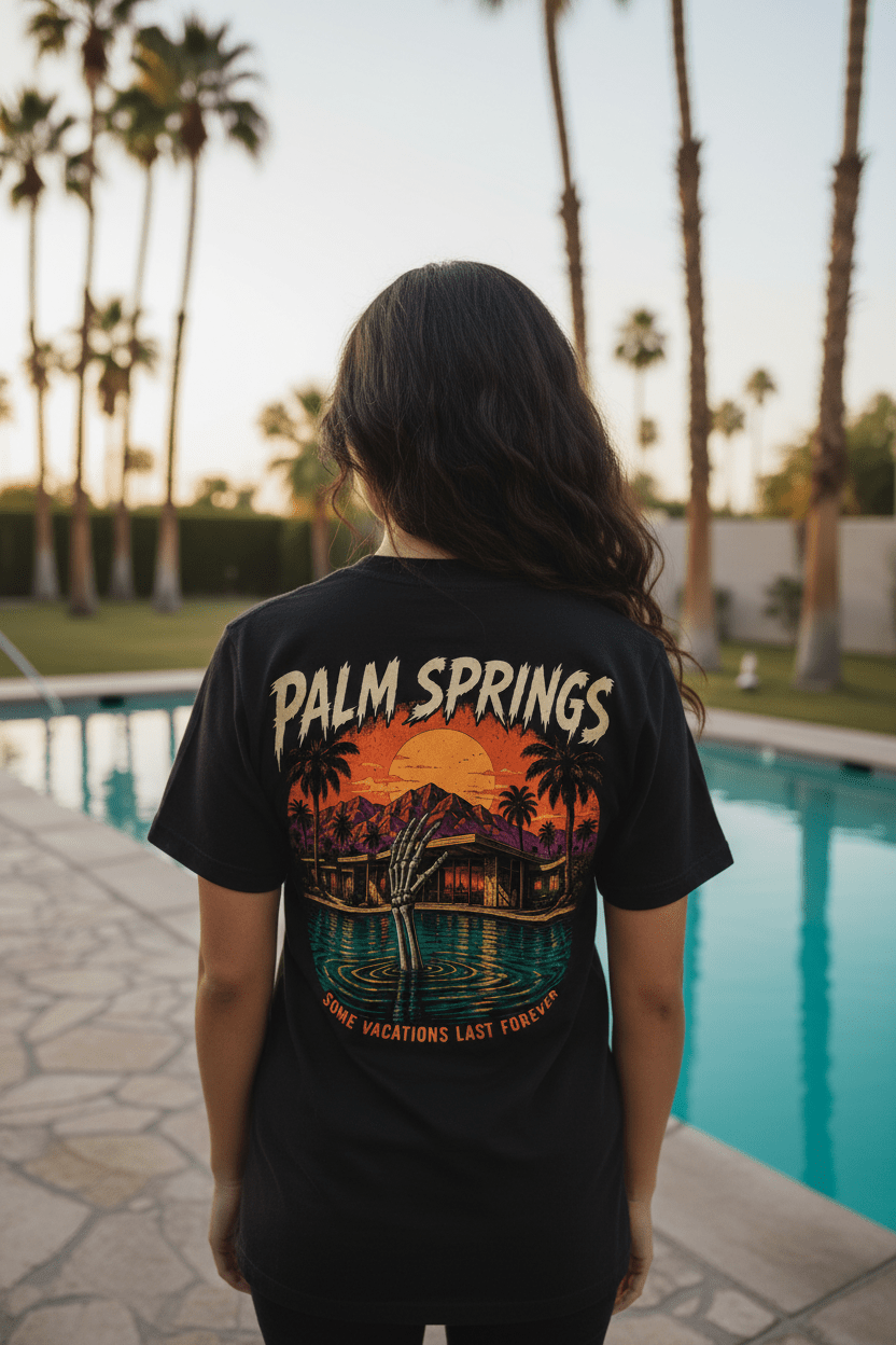 Palm Springs Pool Skelly Tee - Boo Crew Boutique