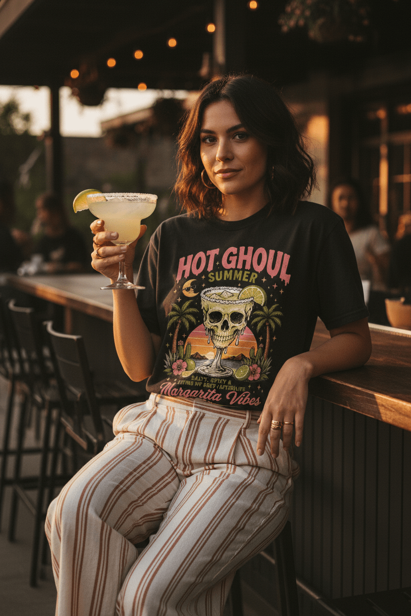 Vintage Skull & Palm Beach Margarita Tee - Boo Crew Boutique