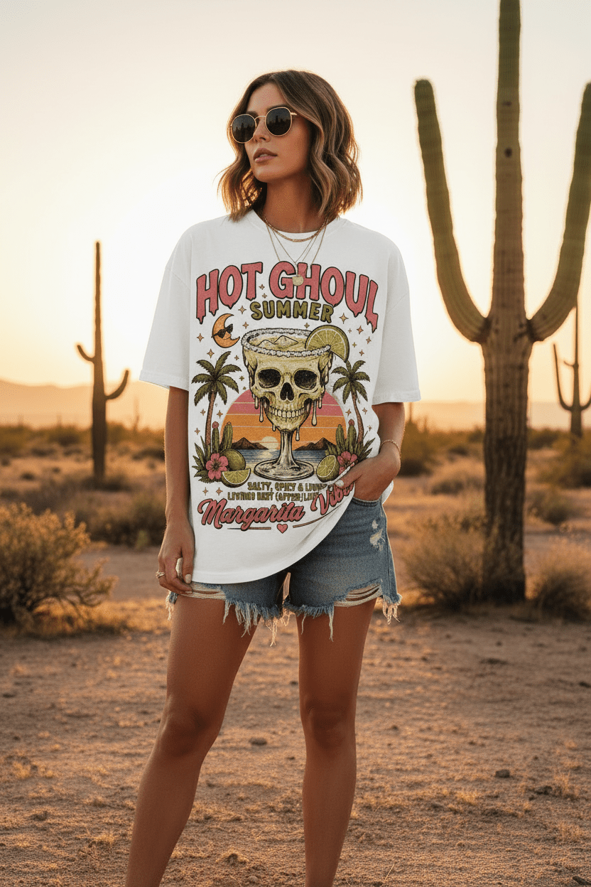 Vintage Skull & Palm Beach Margarita Tee - Boo Crew Boutique