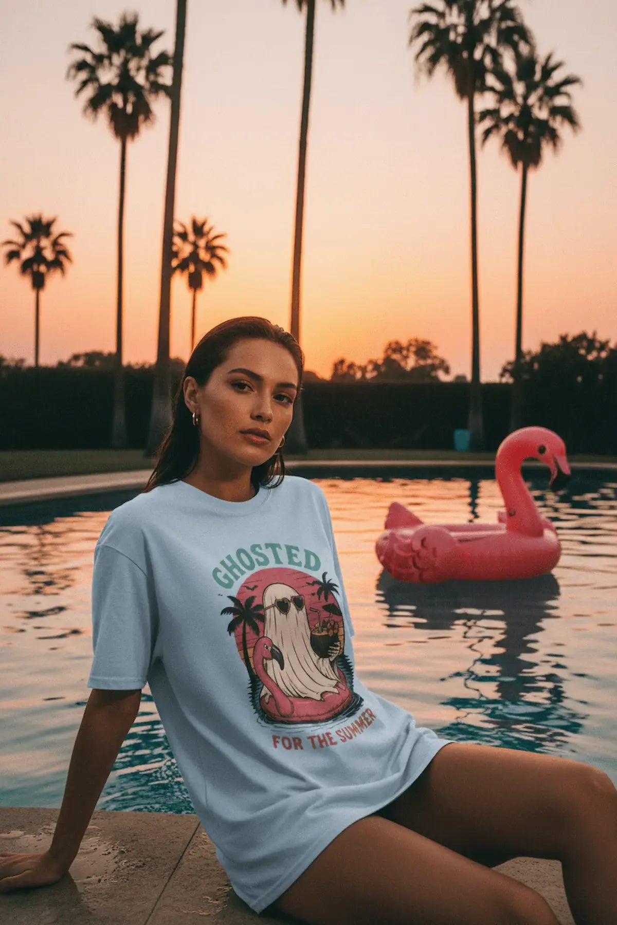 Ghosted for the Summer T-Shirt — Retro Beach Ghost Graphic Tee - Boo Crew Boutique