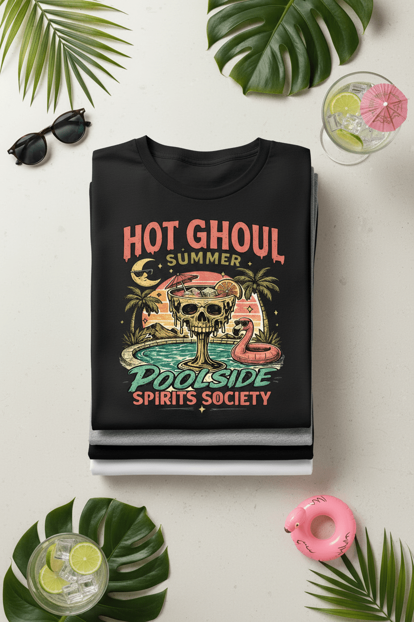 Retro Skull Poolside Graphic Tee - Boo Crew Boutique