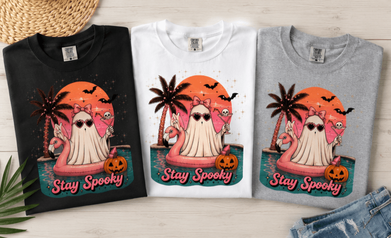 Stay Spooky Ghost Tee — Cute Retro Palm Beach Halloween T-Shirt - Boo Crew Boutique