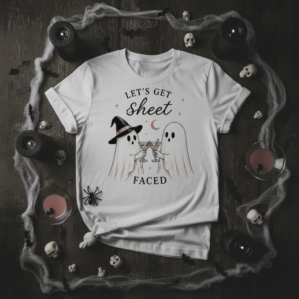 Let's Get Sheet Faced T-Shirt — Cute Halloween Ghost Tee - Boo Crew Boutique