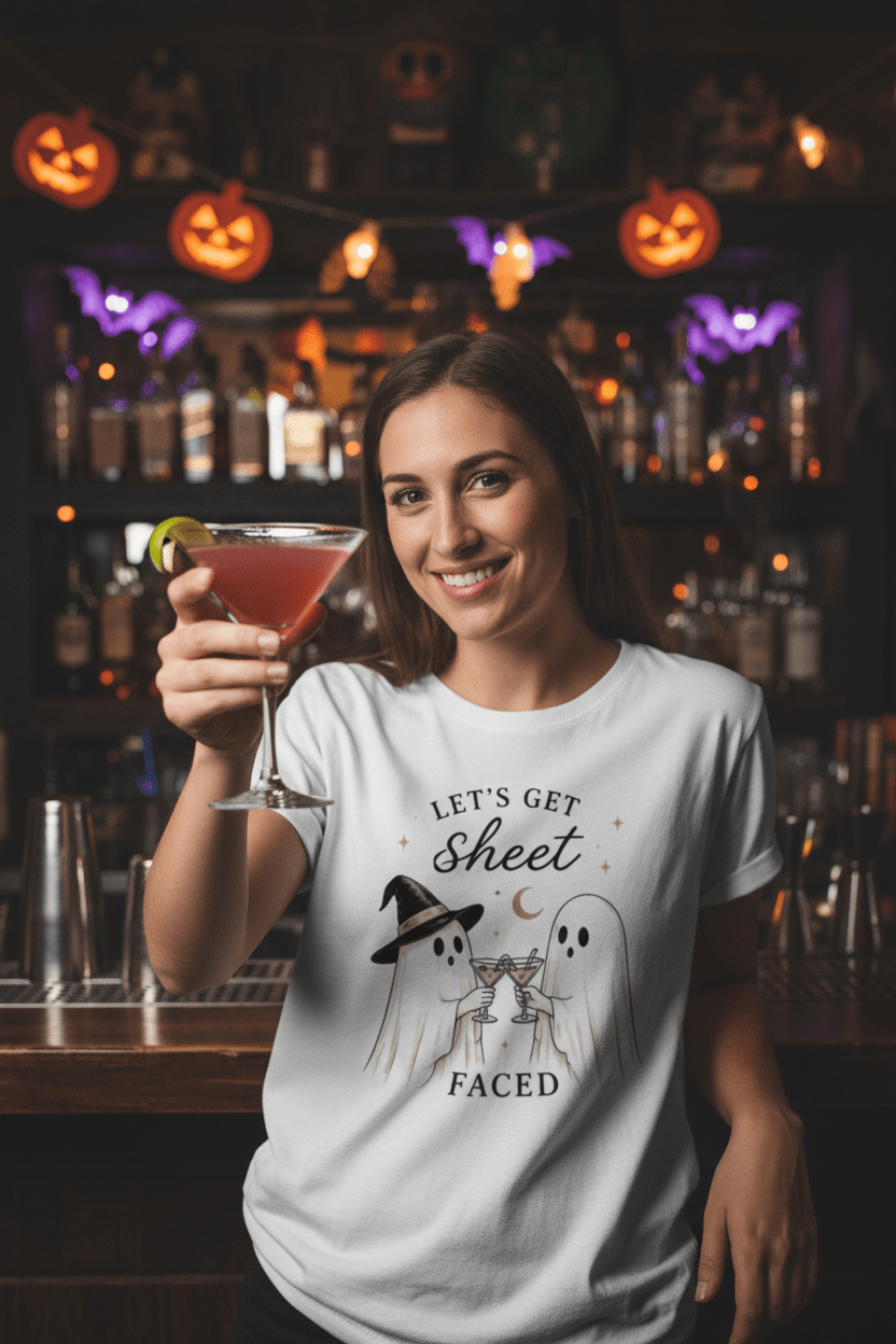 Let's Get Sheet Faced T-Shirt — Cute Halloween Ghost Tee - Boo Crew Boutique