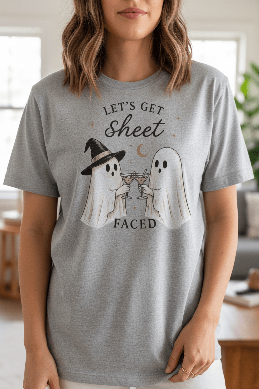 Let's Get Sheet Faced T-Shirt — Cute Halloween Ghost Tee - Boo Crew Boutique