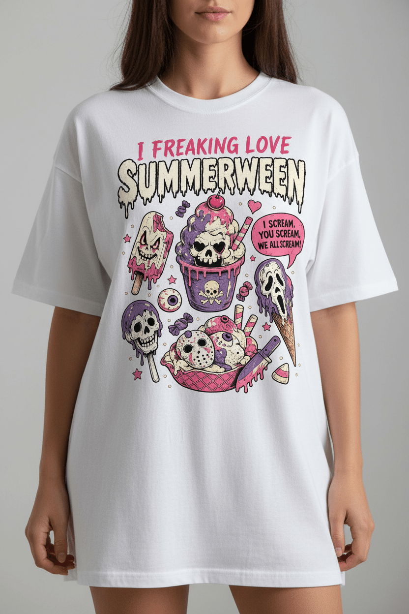 “I Freaking Love Summerween” Cute Spooky Ice Cream Graphic - Boo Crew Boutique