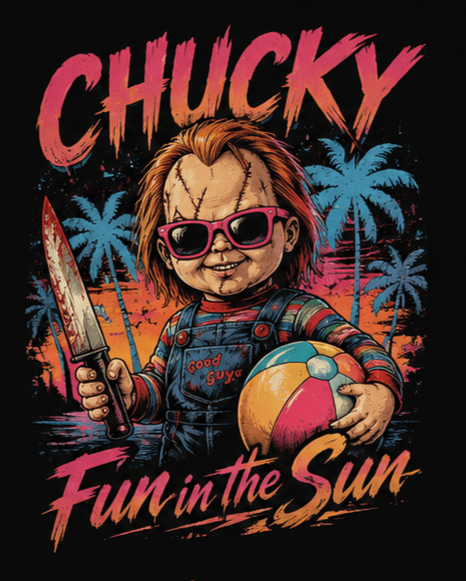 Chucky "Wanna Play?" Back Print Horror T-Shirt - Boo Crew Boutique