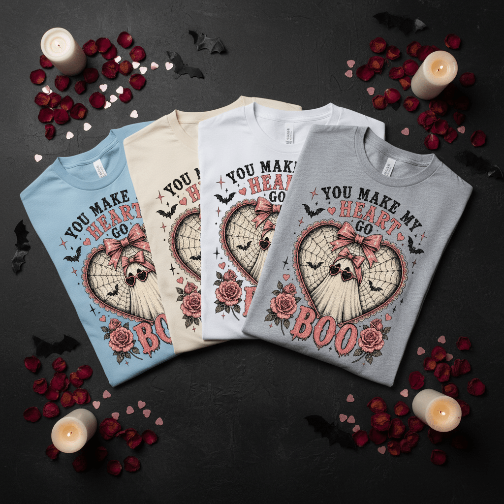 You Make My Heart Go Boo T-Shirt — Cute Gothic Halloween Graphic Tee - Boo Crew Boutique