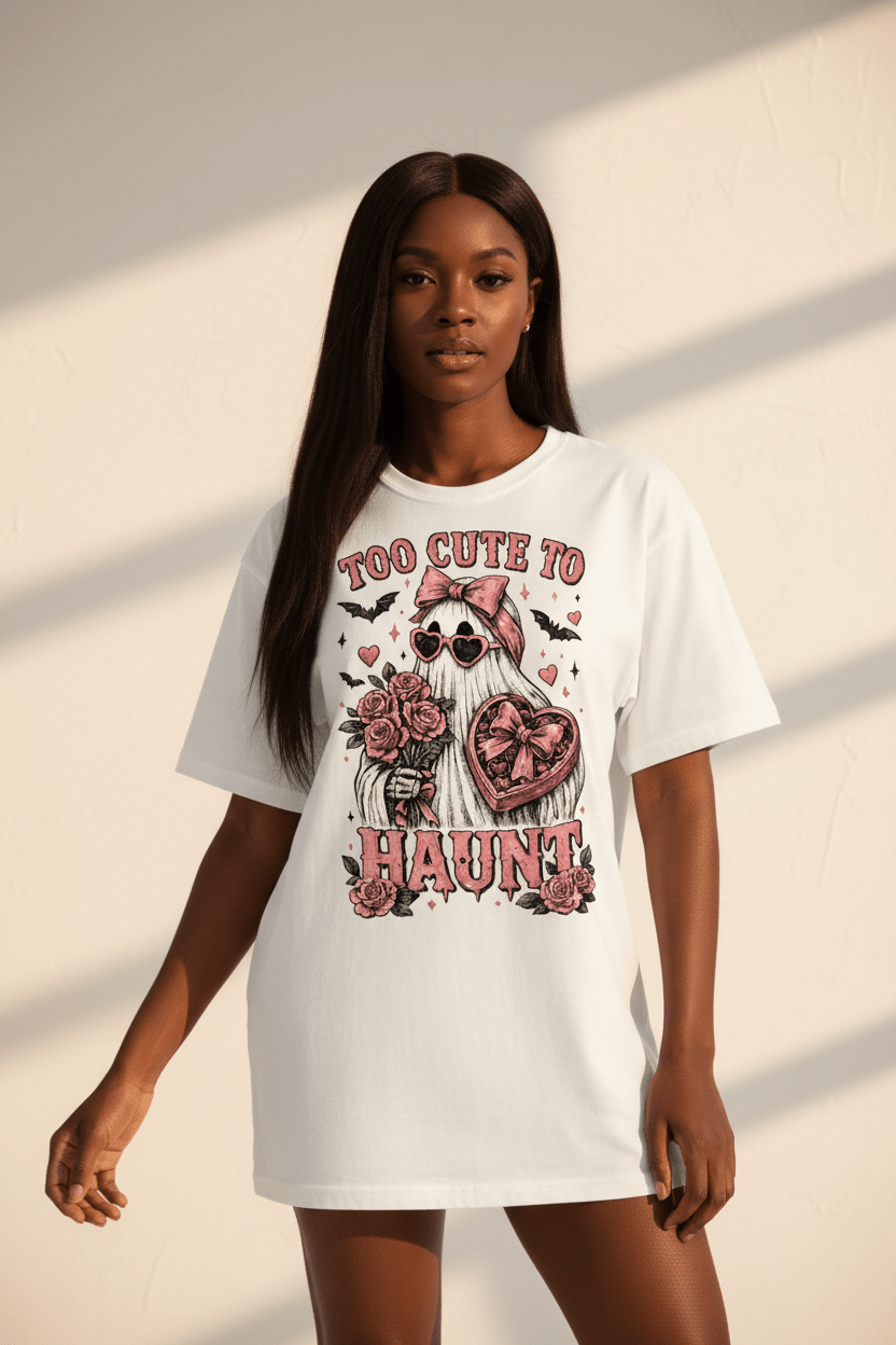 "Too Cute to Haunt" Halloween Ghost with Roses - Boo Crew Boutique