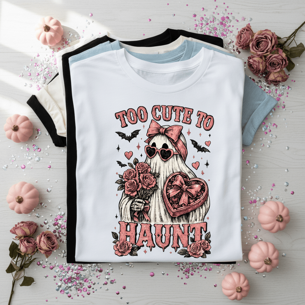 "Too Cute to Haunt" Halloween Ghost with Roses - Boo Crew Boutique