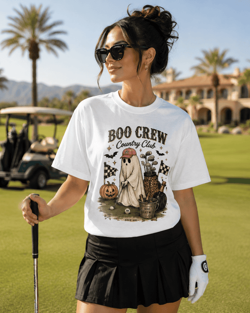 Boo Crew Country Club T-Shirt — Cute Halloween Ghost Golfing Tee - Boo Crew Boutique