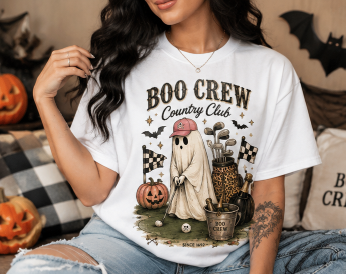 Boo Crew Country Club T-Shirt — Cute Halloween Ghost Golfing Tee