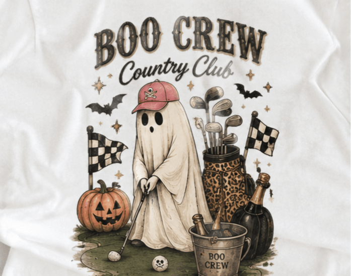 Boo Crew Country Club T-Shirt — Cute Halloween Ghost Golfing Tee - Boo Crew Boutique