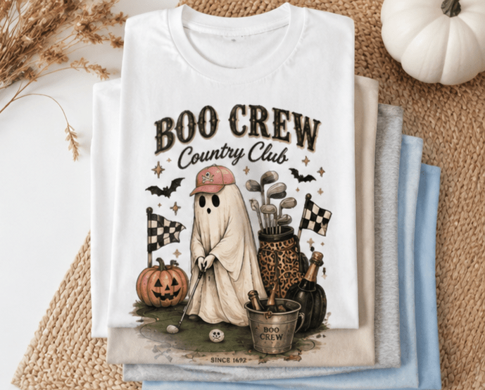 Boo Crew Country Club T-Shirt — Cute Halloween Ghost Golfing Tee - Boo Crew Boutique