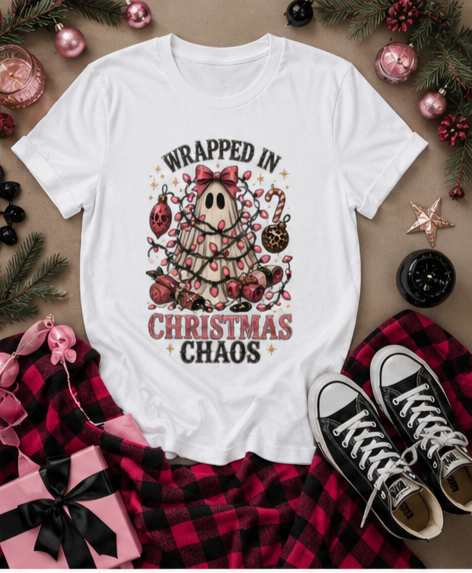 Wrapped in Christmas Chaos Tee