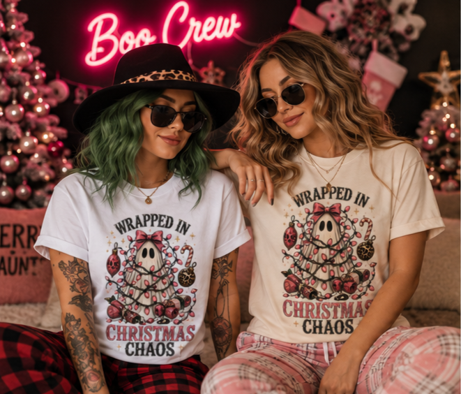 Wrapped in Christmas Chaos Tee
