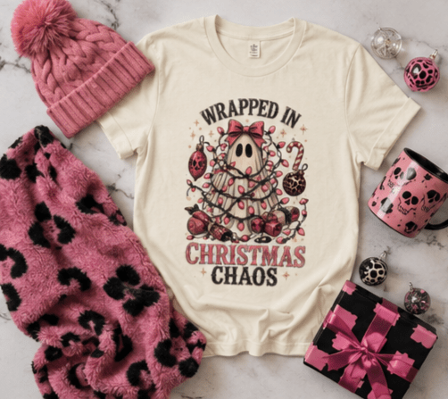 Wrapped in Christmas Chaos Tee - Boo Crew Boutique
