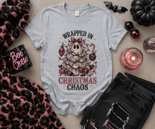 Wrapped in Christmas Chaos Tee - Boo Crew Boutique