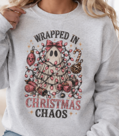 Wrapped in Christmas Chaos Crewneck - Boo Crew Boutique