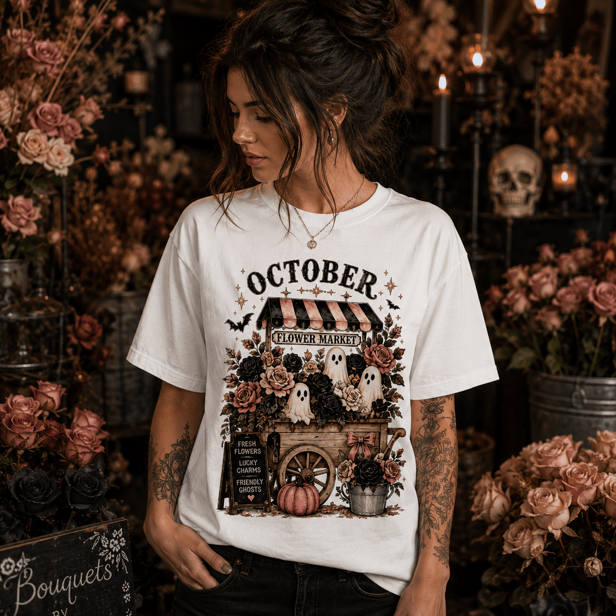 October Flower Market Tee - Boo Crew Boutique