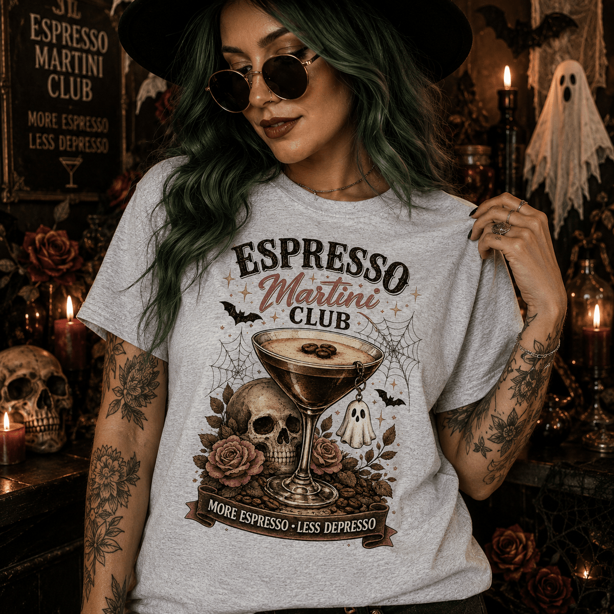 Espresso Martini Club Tee — Spooky Coffee Cocktail Shirt - Boo Crew Boutique