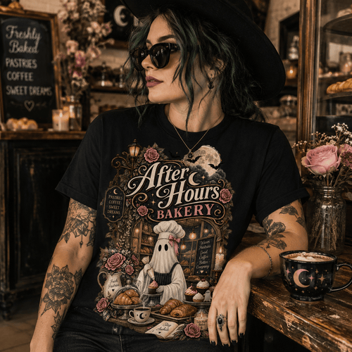 After Hours Bakery Tee | Cottagecore Halloween Tee - Boo Crew Boutique