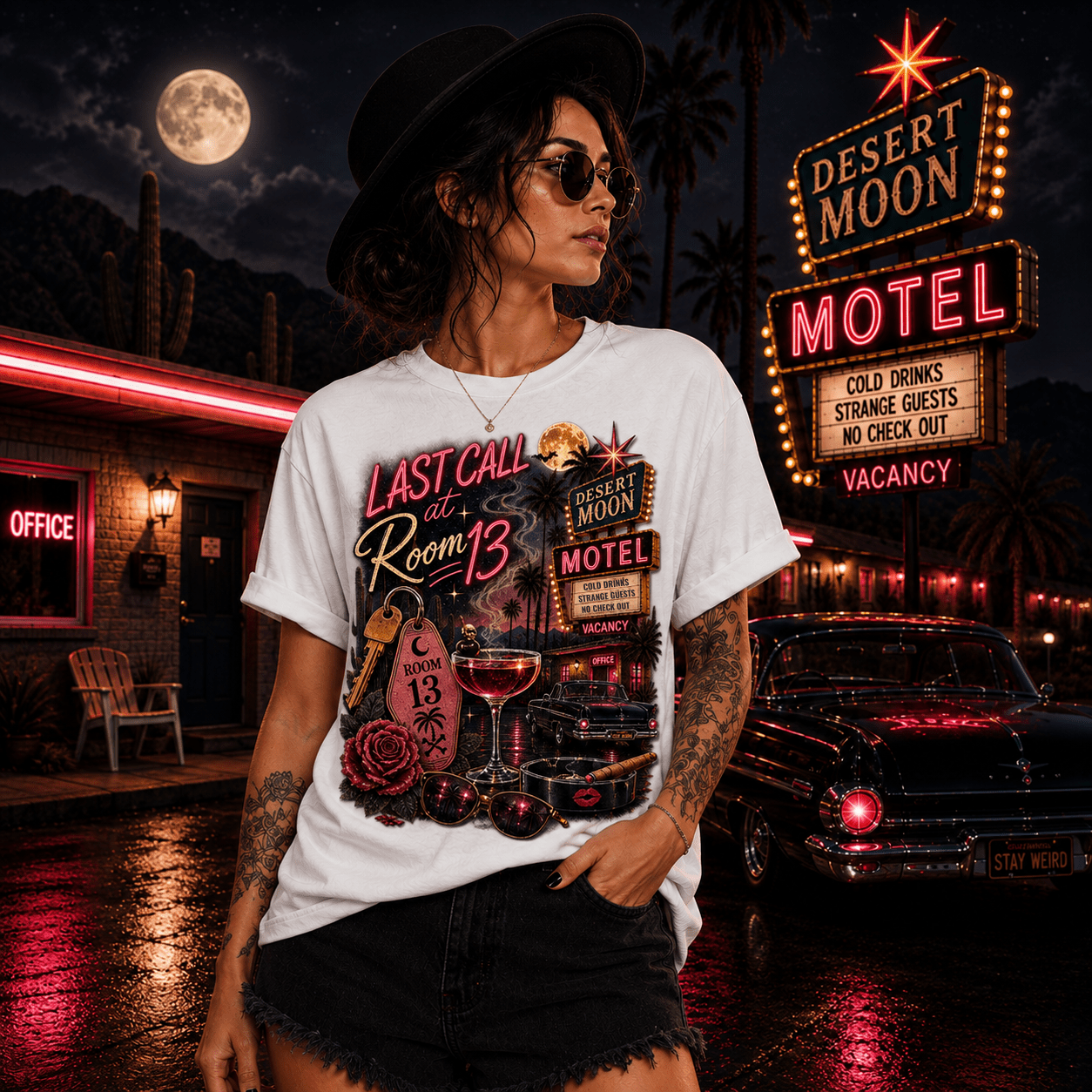 Last Call at Room 13 Tee | Vintage Desert Motel Graphic Shirt - Boo Crew Boutique