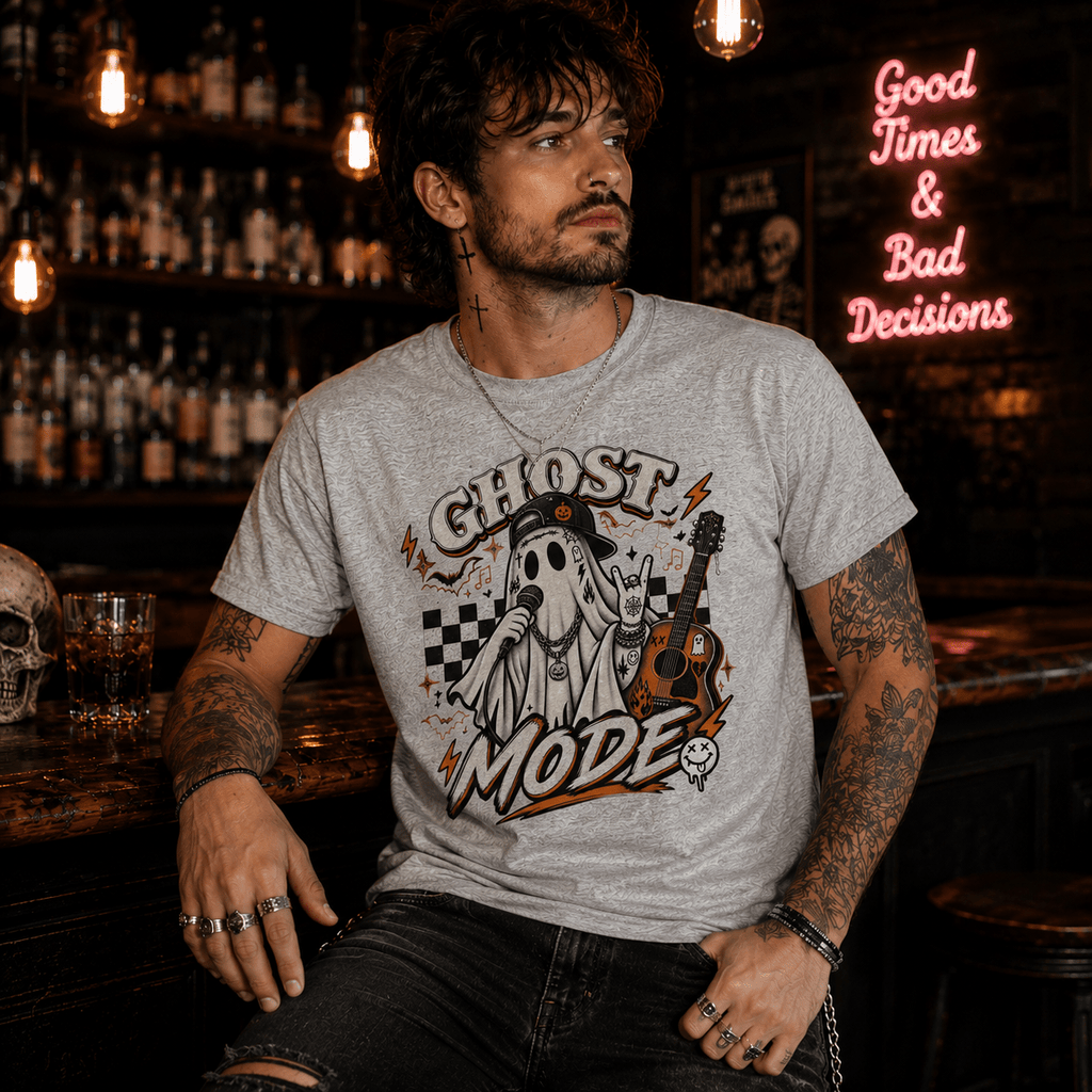 Ghost Mode T-Shirt — Retro Halloween Graphic Tee - Boo Crew Boutique