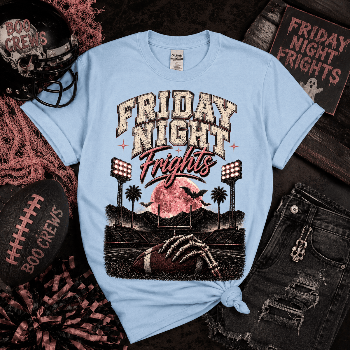 Friday Night Frights T-Shirt — Retro Football Halloween Tee - Boo Crew Boutique
