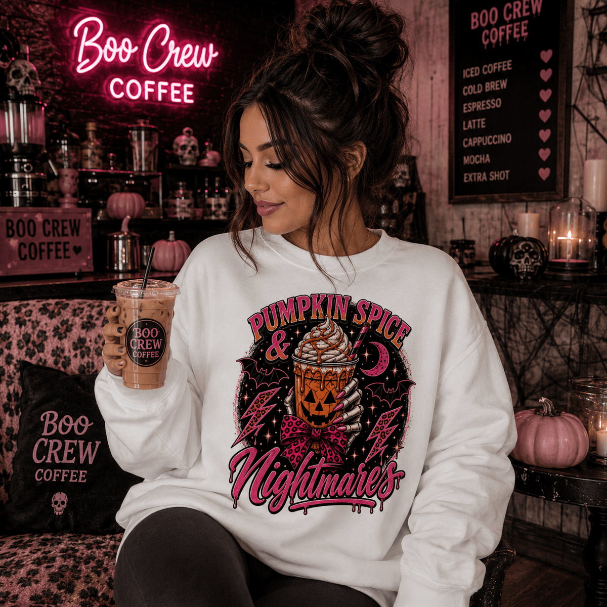 Pumpkin Spice & Nightmares Sweatshirt - Boo Crew Boutique