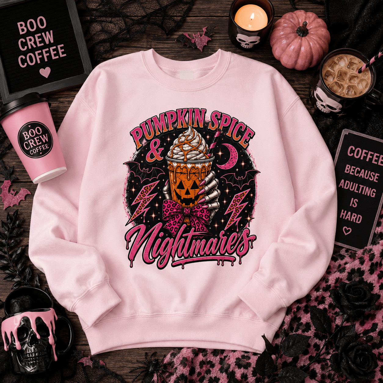 Pumpkin Spice & Nightmares Sweatshirt - Boo Crew Boutique