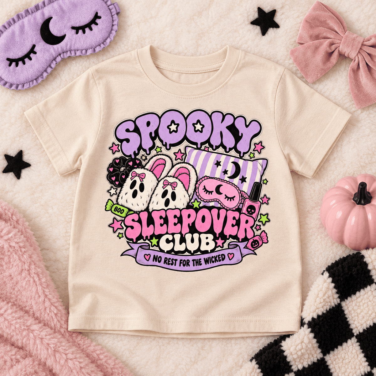 Spooky Sleepover Club Toddler T-Shirt — Cute Ghost Pajama Party Tee - Boo Crew Boutique