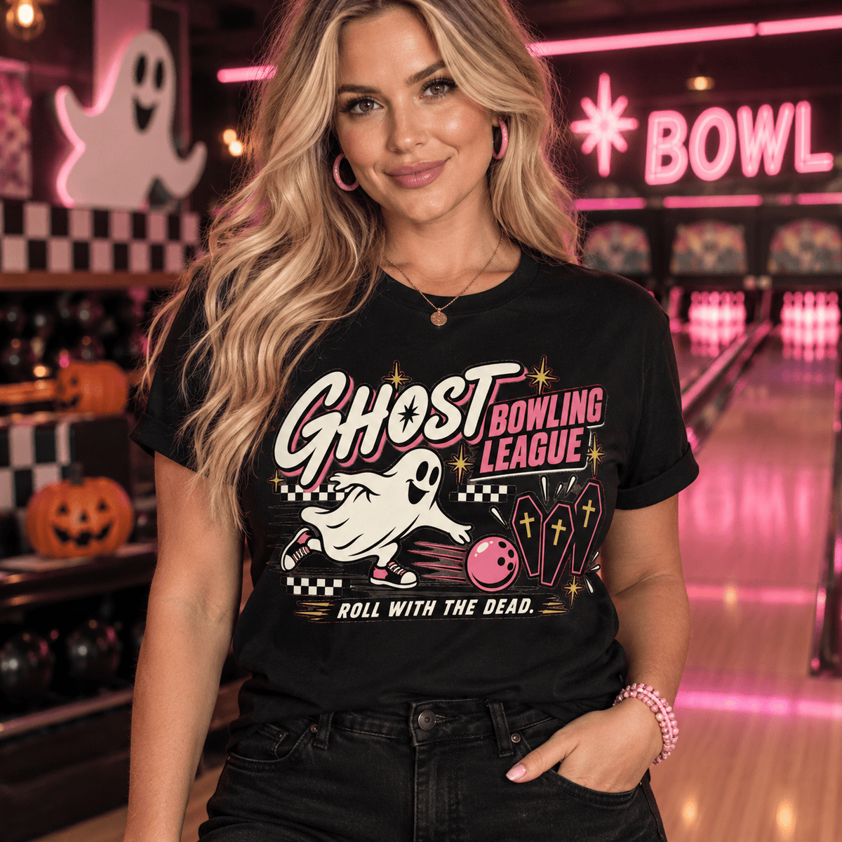 Ghost Bowling League T-Shirt — Vintage Spooky Graphic Tee - Boo Crew Boutique