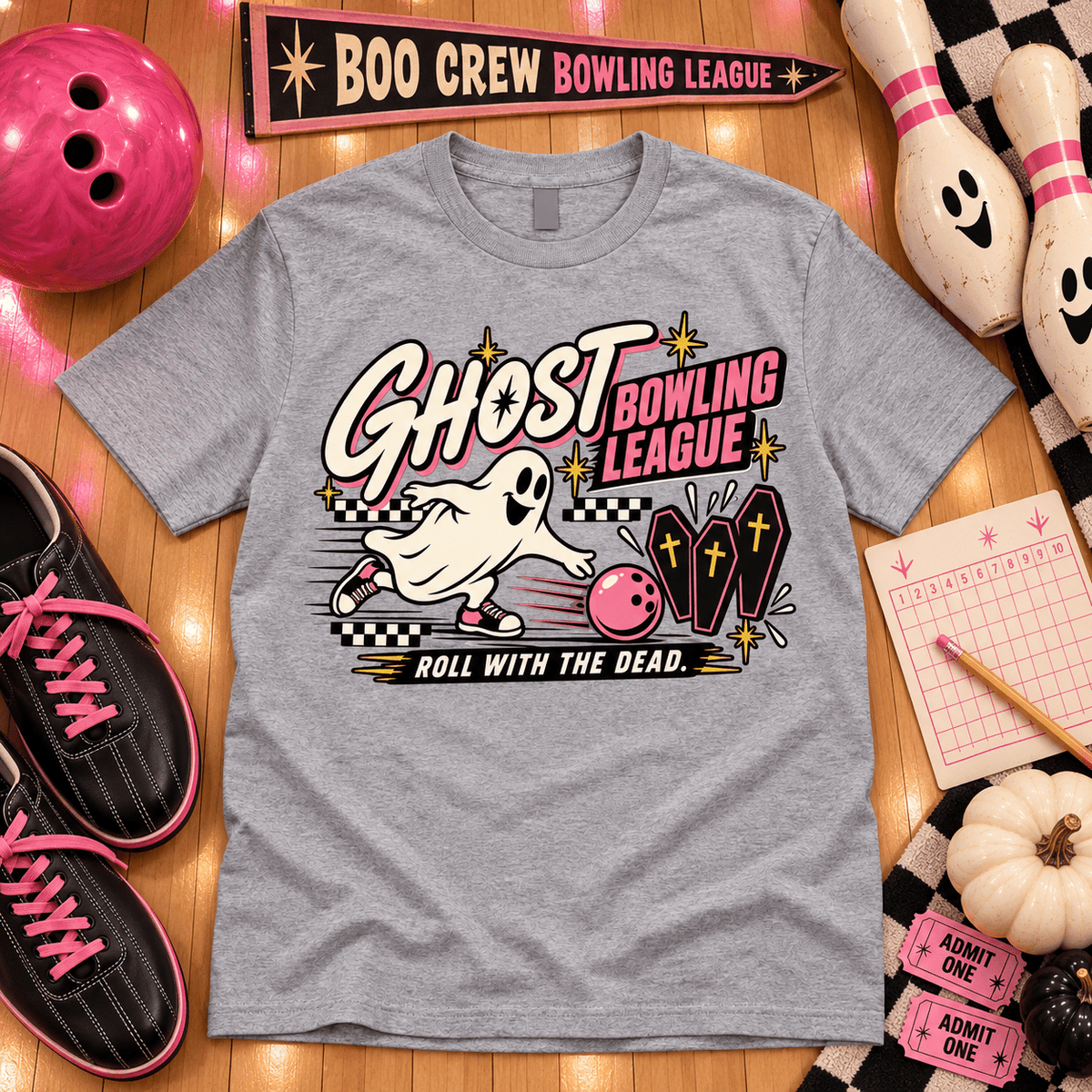 Ghost Bowling League T-Shirt — Vintage Spooky Graphic Tee - Boo Crew Boutique