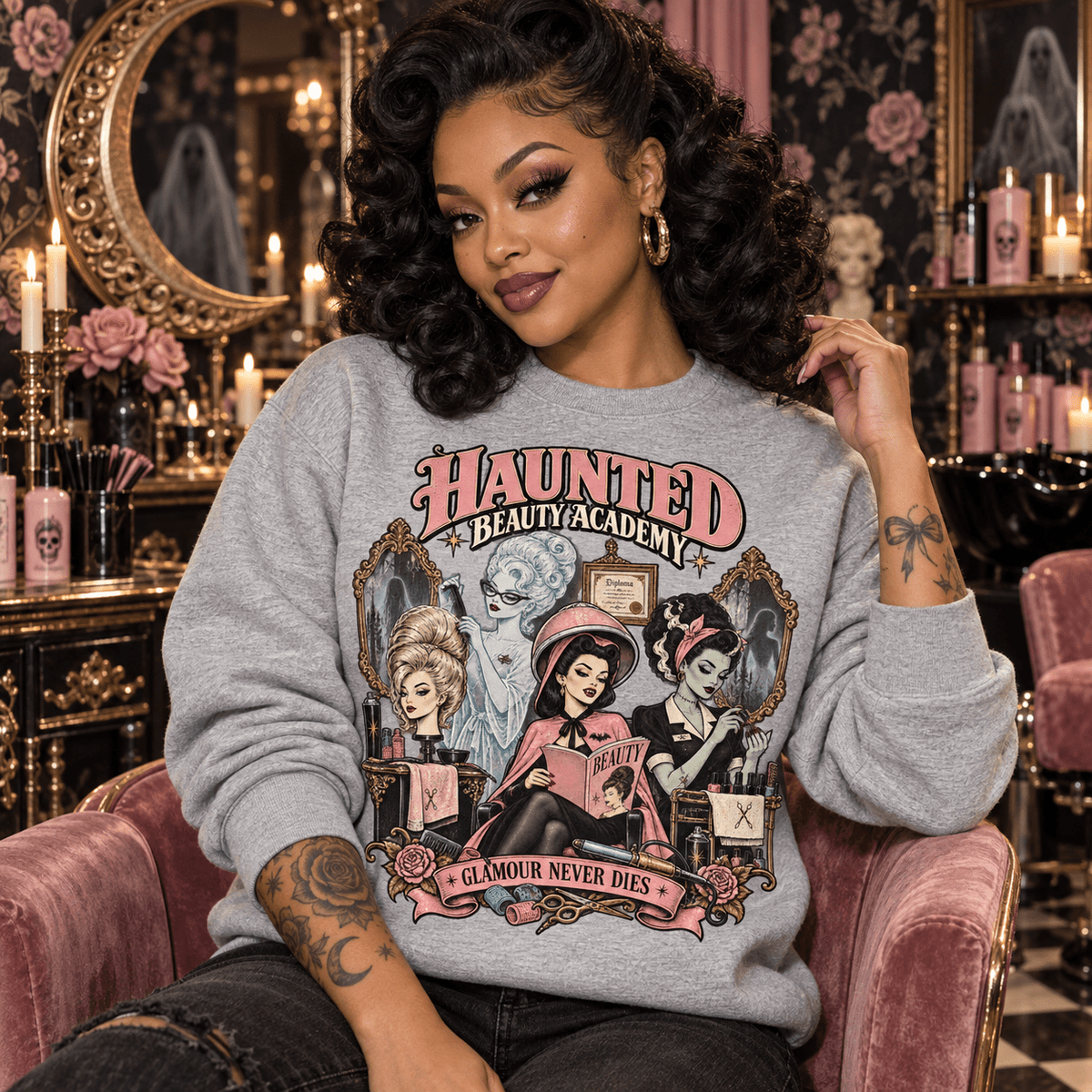 Beauty Never Dies Gothic Crewneck Sweatshirt - Boo Crew Boutique
