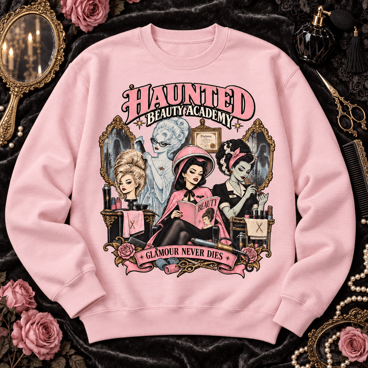 Beauty Never Dies Gothic Crewneck Sweatshirt - Boo Crew Boutique