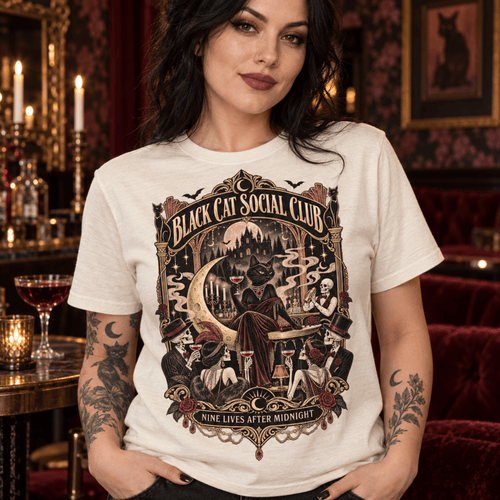 Black Cat Social Club Tee - Boo Crew Boutique